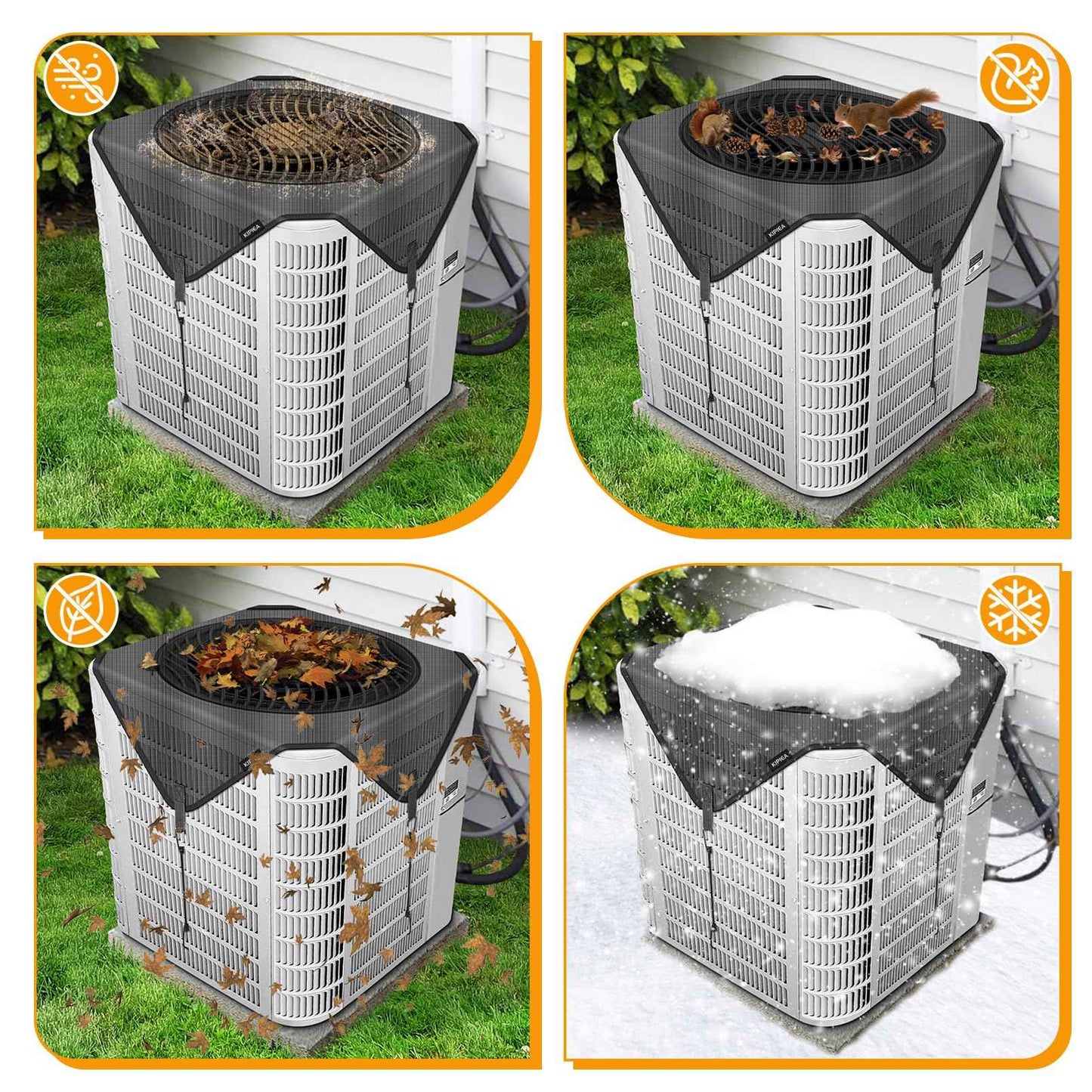 Kipiea Central Air Conditioner Mesh Covers for Outside Units, Top Universal Upgrade Mesh Outdoor AC Unit Cover Defender for All Seasons (30" x 30")