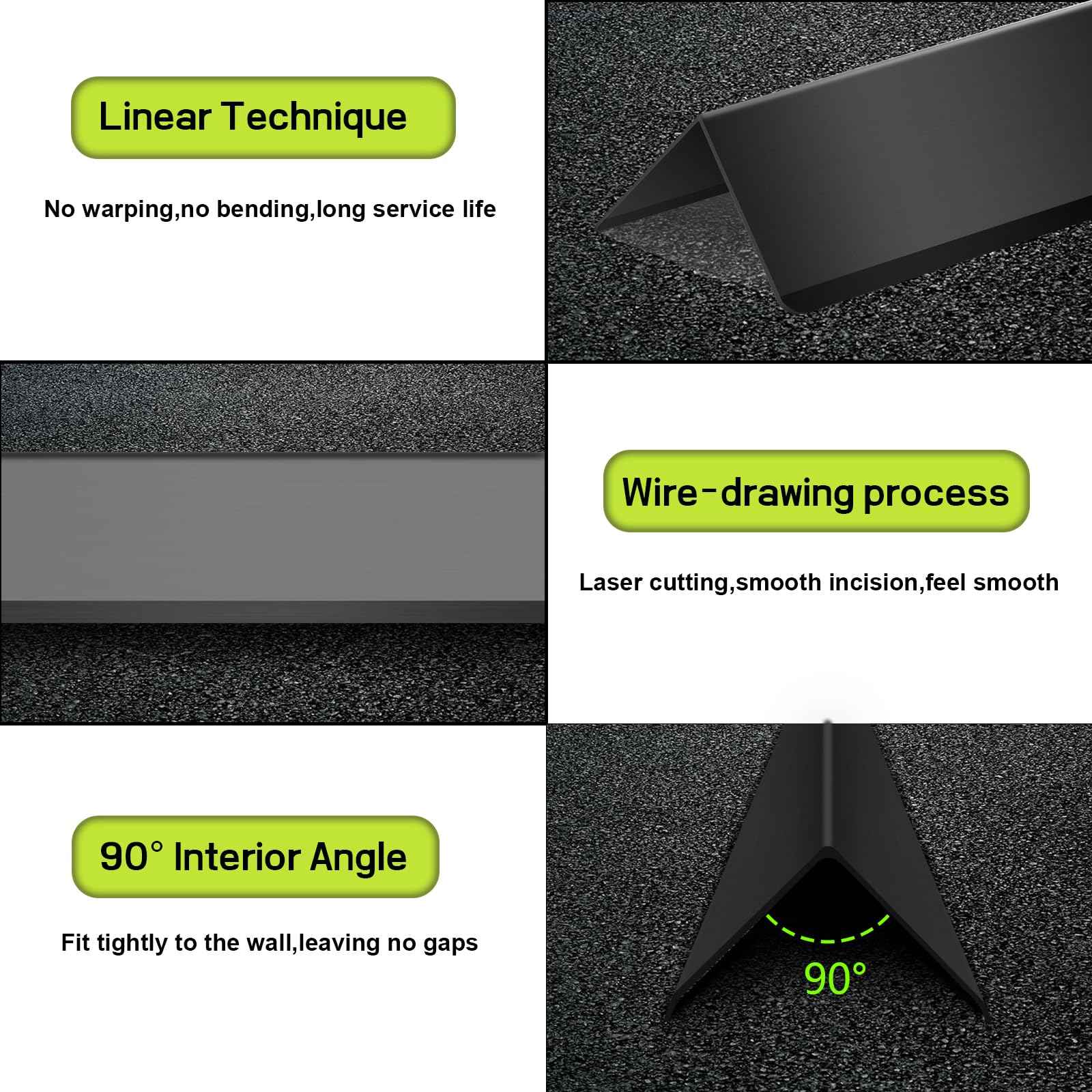 Black Stainless Steel Wall Corner Guards 2 x 2 x 48 inch, Pack of 6 L-Shape Metal Wall Corner Protectors 304 Steel Corner Trim with 90-Degree Angle for Wall Protection and Decoration