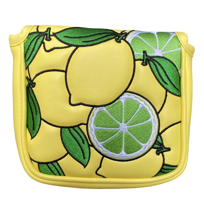 Putter Cover Magnetic Square Mallet Putter Head Cover Yellow Lemon Golf Headcover, Great Golf Gifts for Men or Women Golfer, PU Leather Golf Club Protective Cover Case