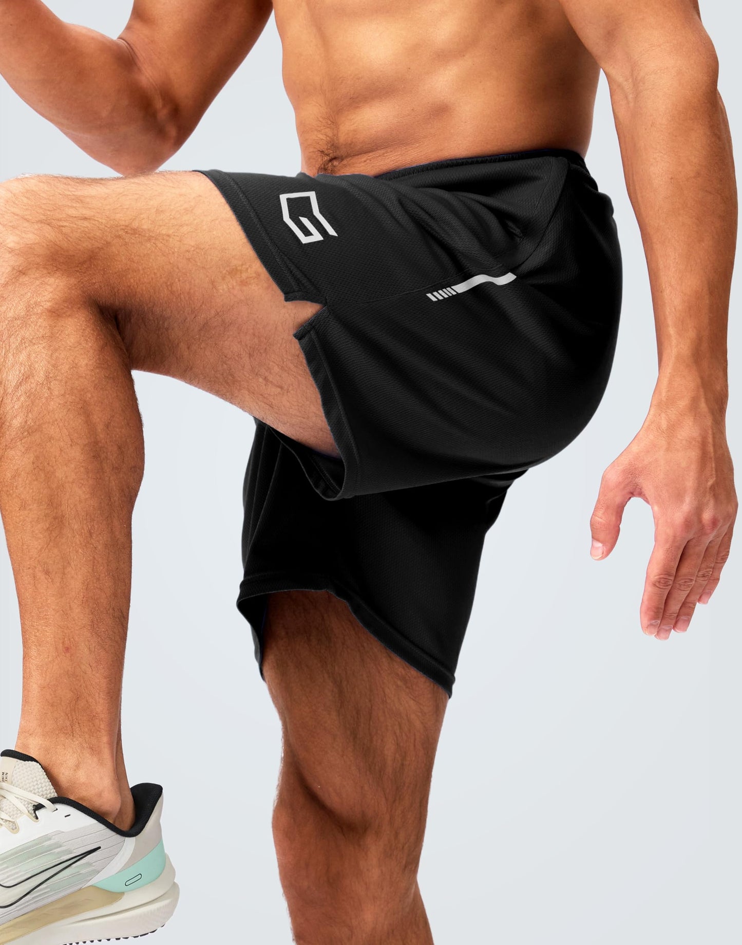 G Gradual Men's Gym Shorts 5"/7"/10" with Zipper Pockets Basketball Athletic Mesh Quick Dry Shorts for Workout Running Tennis (7 inch, Black, Large)