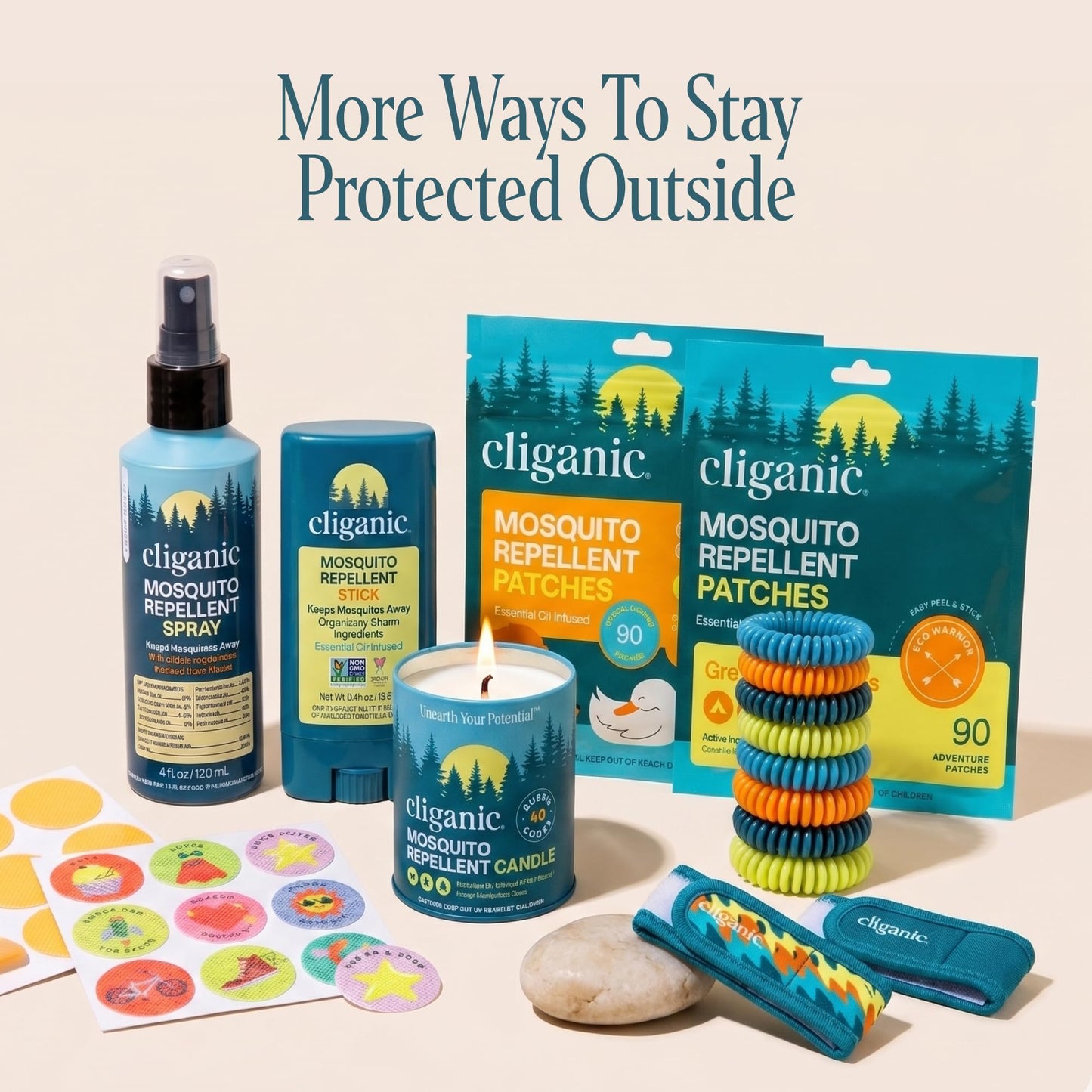 Cliganic Mosquito Repellent Stickers for Kids & Adults (90 Pack) - Solid Patches, Natural DEET-Free, Essential Oil Infused, Insect Repelling Garments