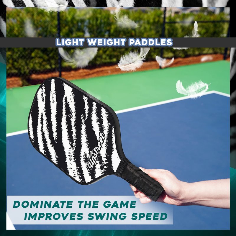 Upstreet Graphite Pickleball Paddle Set | Gold Blue Silver Glitter Cheetah Snakeskin Tiger | Pickleball Rackets Include Padded Cover, Lightweight Honeycomb Composite Pickleball Paddles for Women & Men