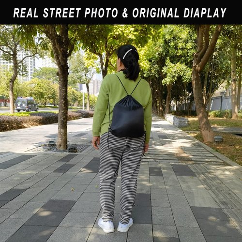 CAIHONG Drawstring Backpack - 100 Pack Cinch Sacks for Gym, Yoga, Sports | Black, Versatile & Durable