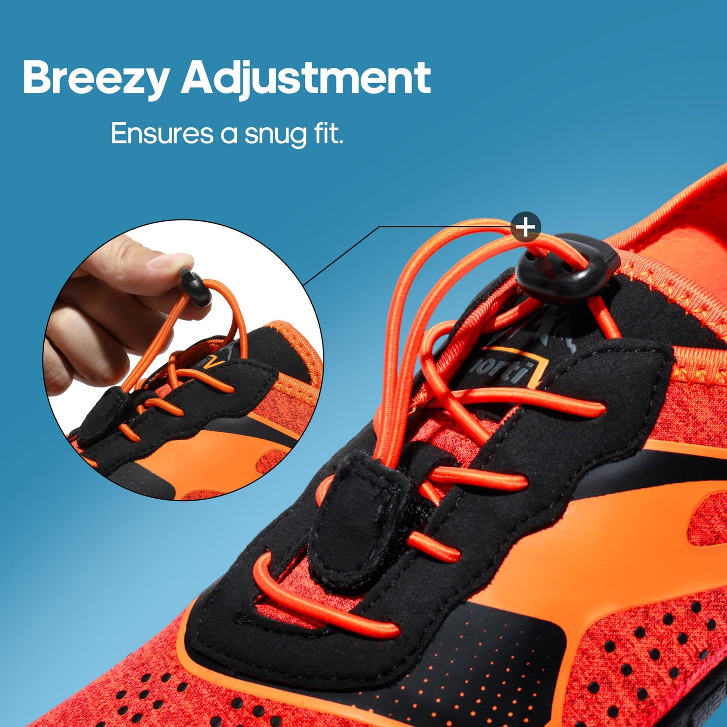 NORTIV 8 Mens Quick Dry Barefoot Aqua Shoes - Outdoor Water Shoes for Swim, Beach Sports, Fishing, Hiking, Diving, Surf, Orange/Black - 11 (TREKMAN-1)