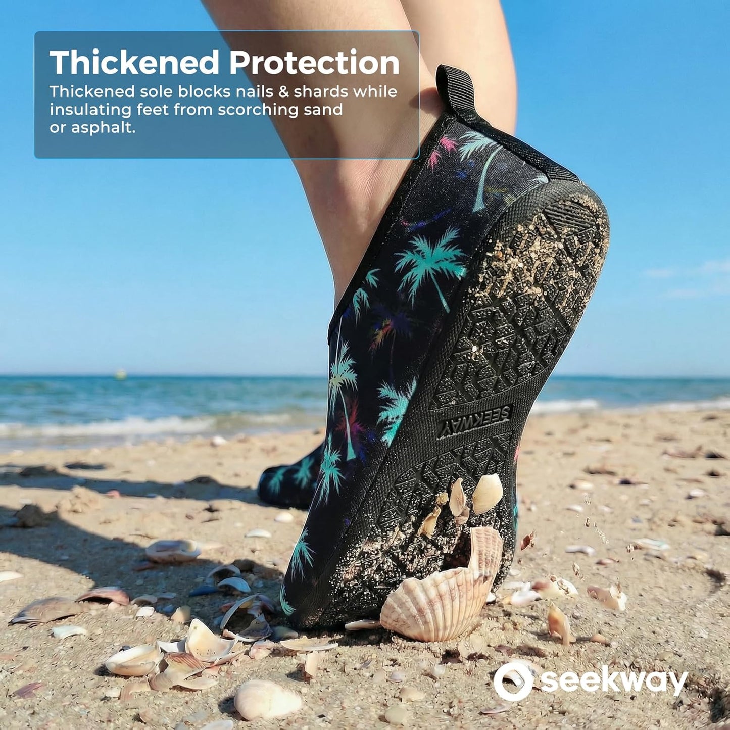 SEEKWAY Water Shoes - Quick-Dry Aqua Socks for Men & Women | Non-Slip Barefoot Design - Black SK002(U)