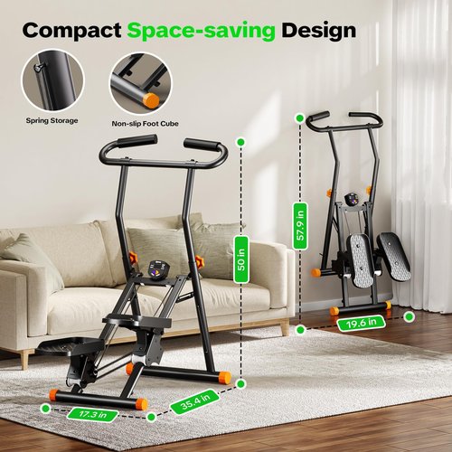 keep sexy Stair Stepper for Home Gym, 350 lbs Capacity Cardio Machine with Adjustable Height, Non-Slip Pedals, LCD Display, Foldable Design for Full Body Workout for Women Men (Adjustable-Black)