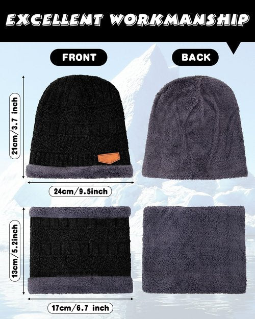 Handepo 10 Pieces Winter Hat Beanie Scarf Touch Screen Gloves and Sock Set Slouchy Knit Cap Beanies Fleece Lining Neck Warmer(Classic Style,Dark Color)