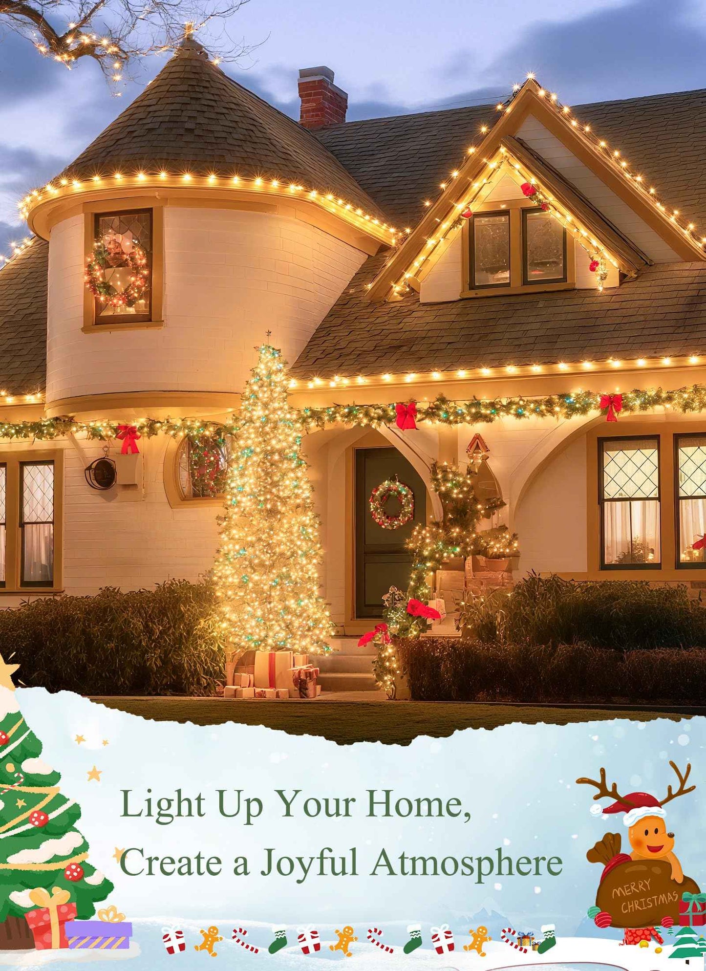 Brightown All in One Christmas Light Clips, Universal Gutter Hooks and Shingle Clip for C7, C9 and Mini Lights, 400 Pack