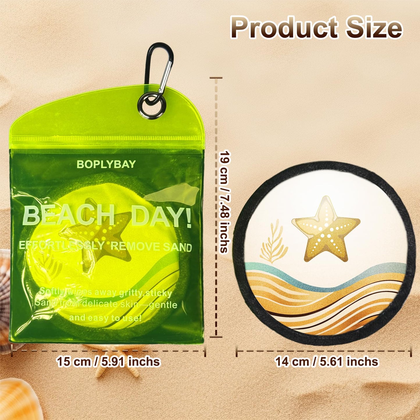 Natural Sand Remover Pouch for Beach – Talc-Free, Hypoallergenic, Fragrance-Free | Waterless Sand Cleaner for Feet, Pets, Towels, Swimsuits | Compact Reusable Travel Gift for Women & Kids