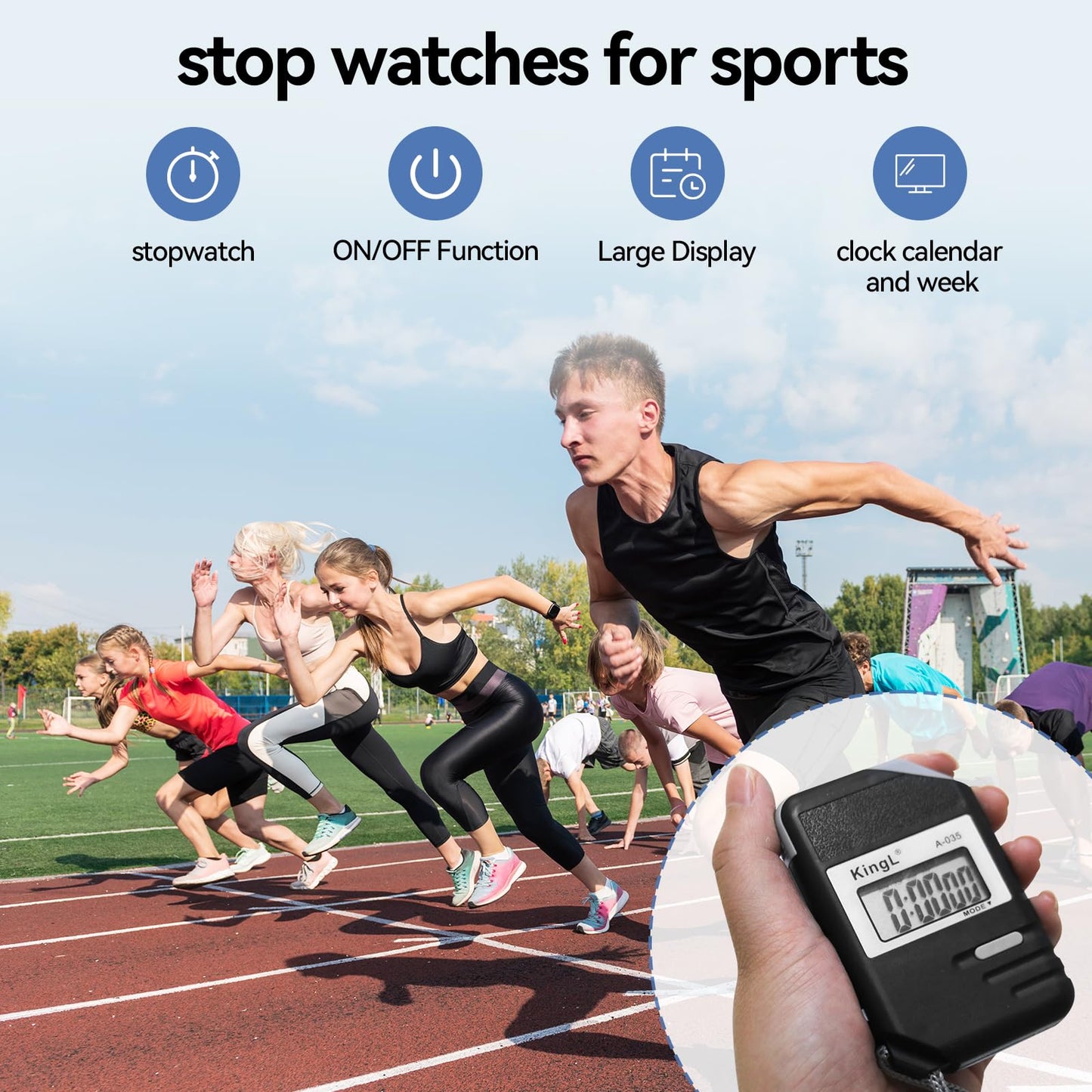 2 Pack Digital Stopwatch Timer with Large Display,Lap Split Mode, Waterproof Handheld Timer for Coaches, Teachers, Kids, Running, Swimming, Training(Black-2 Pack)