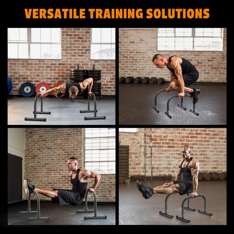 AmazeFan Parallettes Bars, High Steel Push Up Bar Strength Training For Handstands, Calisthenics Bars & Dip Bars, Calisthenic, Push Up Stands Handle for Floor Workouts Calisthenics Equipment ﻿ (Black, 12in)