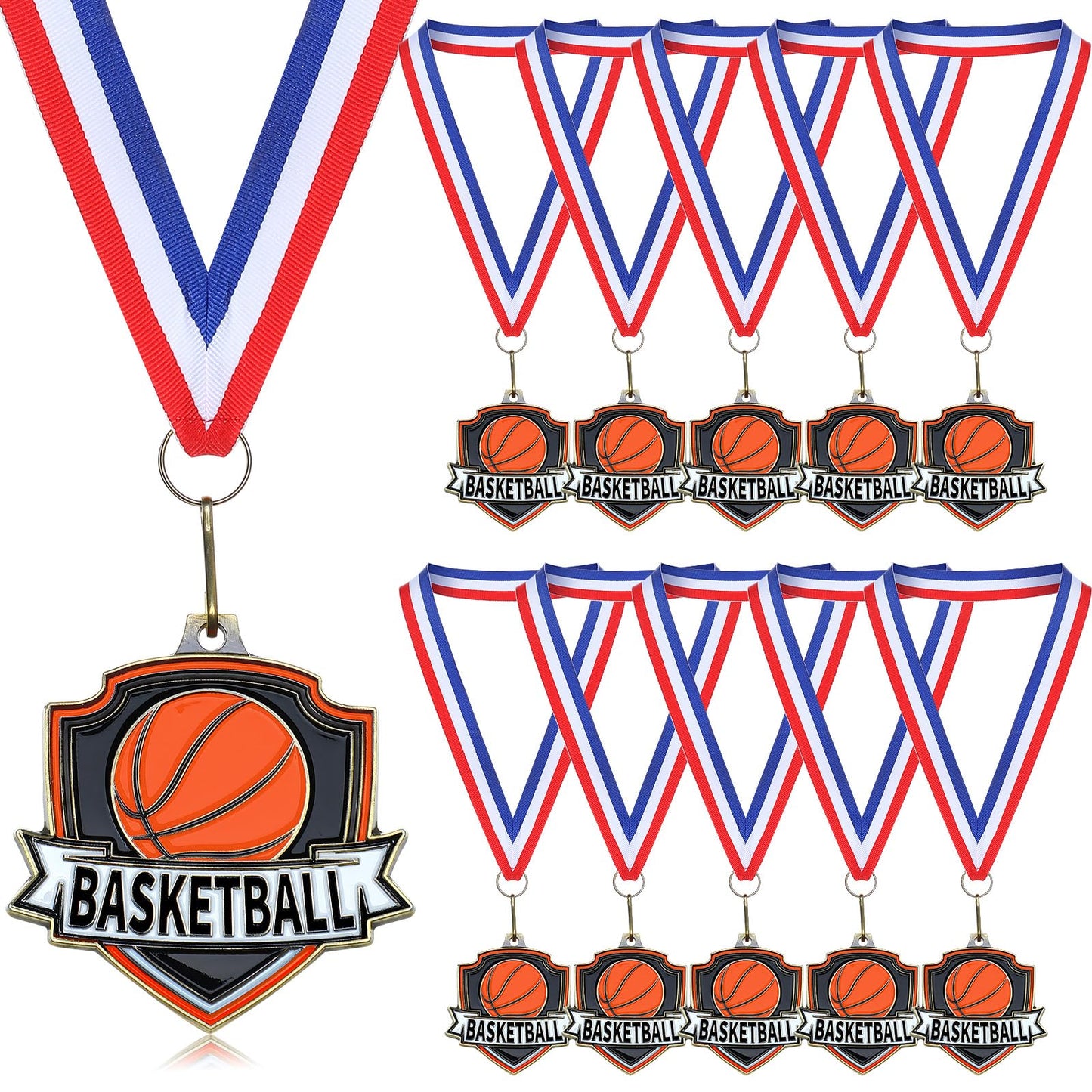 Trnayi 40 Pcs 10/20 /30/40 Pcs Award Medals Bulk Sports Medals with Neck Ribbons 2.4 Inch Winner Award Trophy Prize Gift for Sports Themed Party Favors Tournaments Match (Basketball)