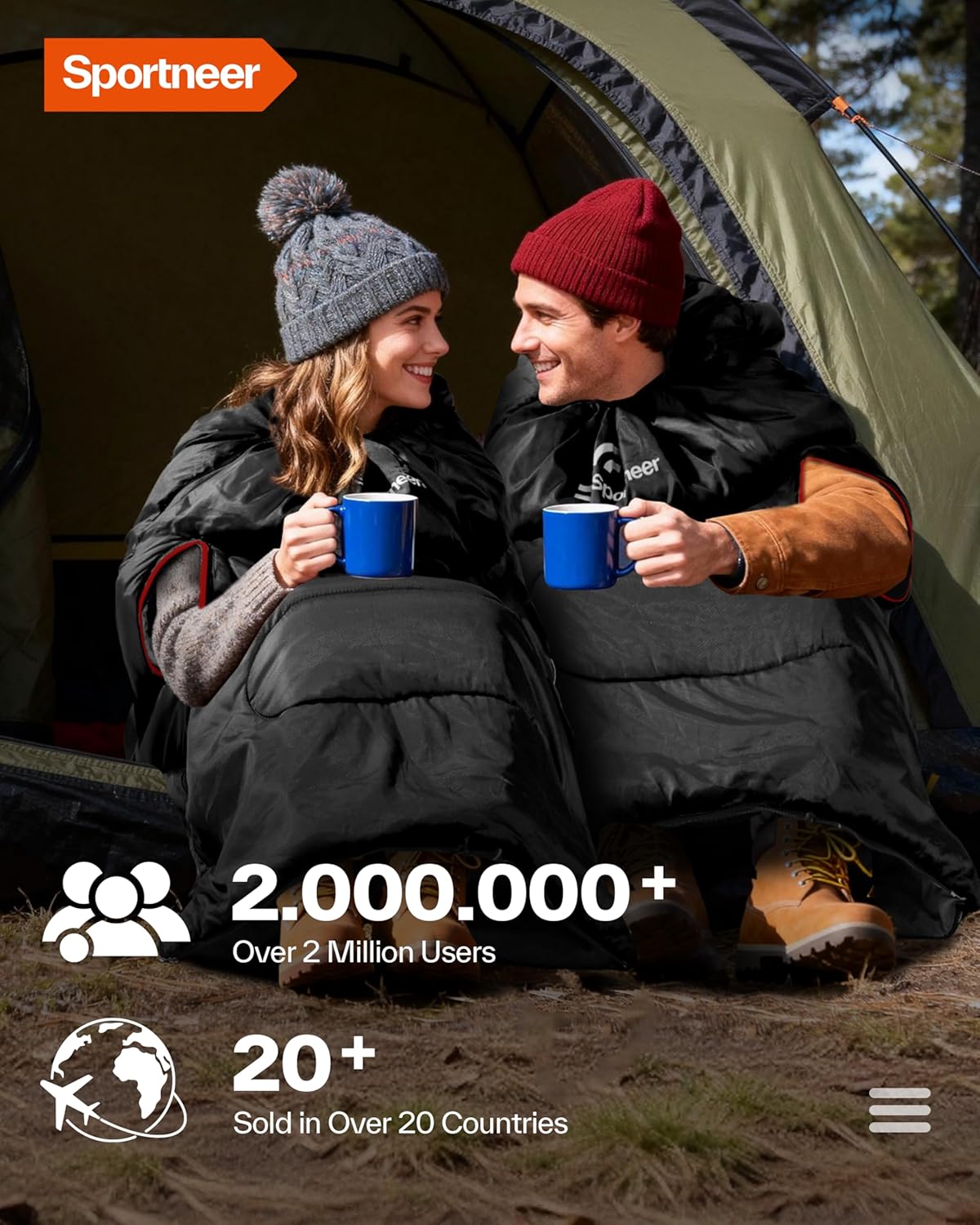 Sportneer Wearable Sleeping Bag - Walkable Design with Arm Zippers | Waterproof & Compact for Camping, Travel, and Stadiums
