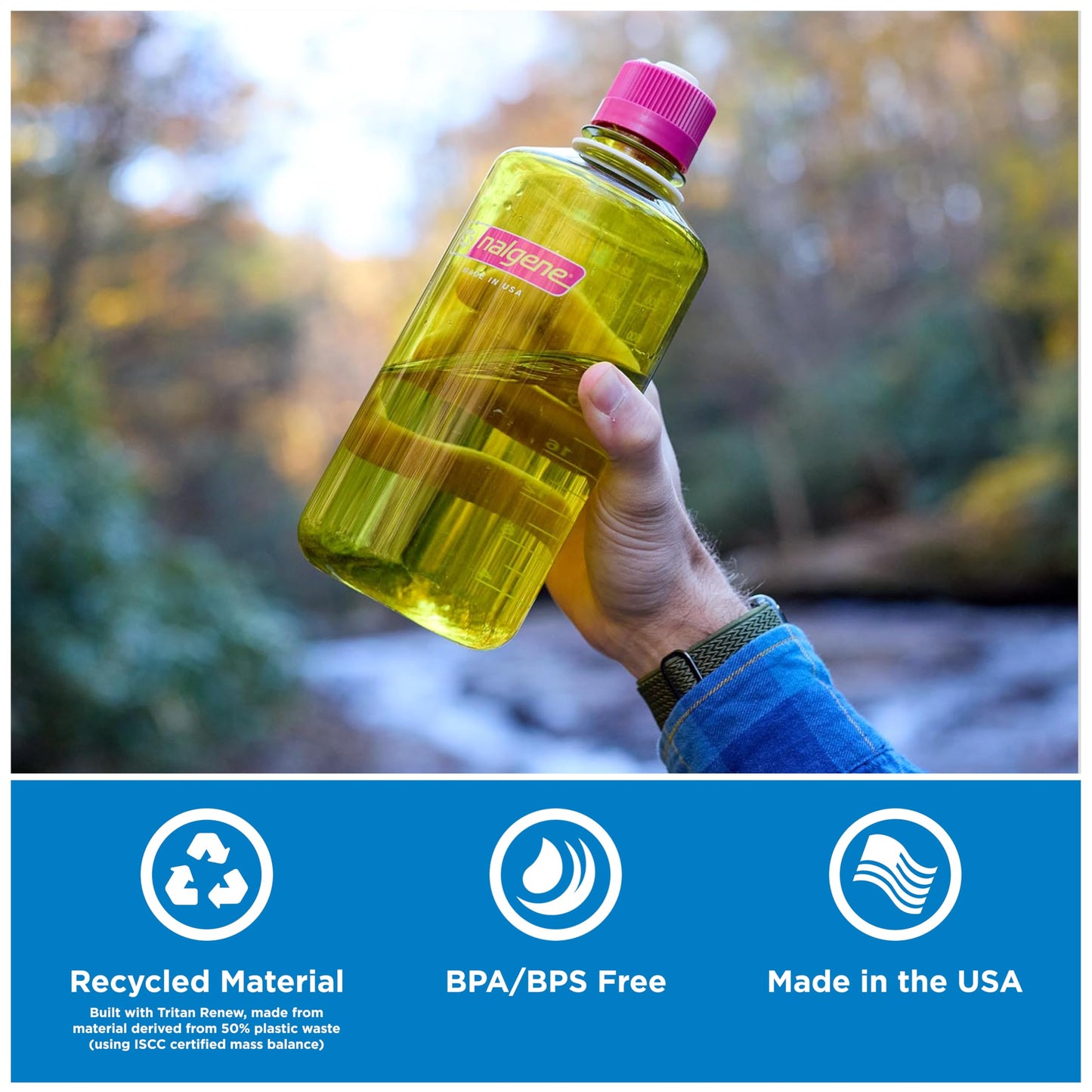 Nalgene 32 oz Narrow Mouth Water Bottle | BPA-Free, Durable & Leak Proof, Lightweight Bottle for Hiking, Gym & Travel, Cerulean