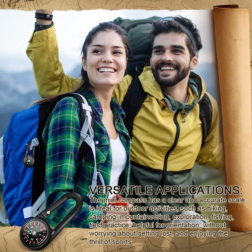 Kanayu Magnetic Compass Keychain Small Pocket Mini Compass Survival Hiking for Adults Camping Backpacking Accessory(24 Pcs)