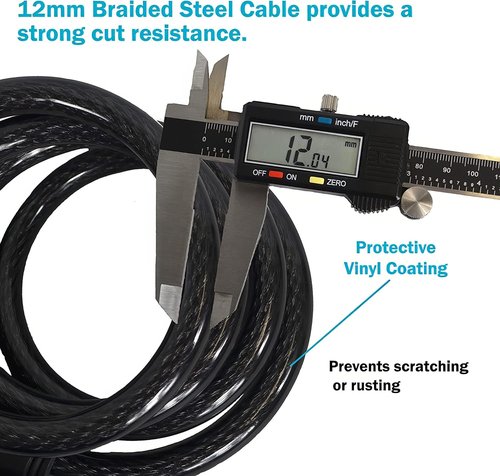 Lumintrail Bike and Scooter Lock Cable - 6ft Heavy-Duty Anti-Theft Combination Lock | Black