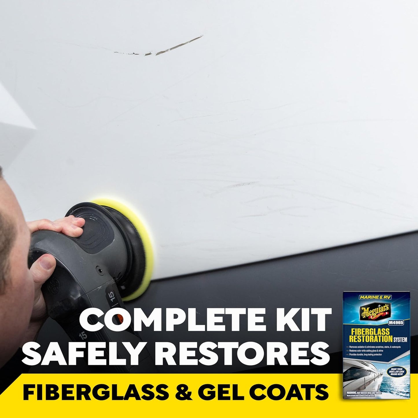 Meguiar's Marine Fiberglass Restoration System - 3-Piece Repair Kit with Oxidation Remover & Polish