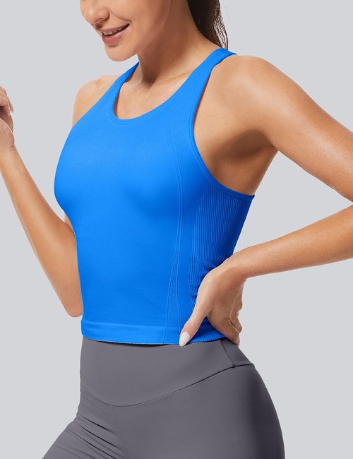 MathCat Racerback Workout Tank Tops for Women - Seamless Athletic Yoga Top with Built-In Bra