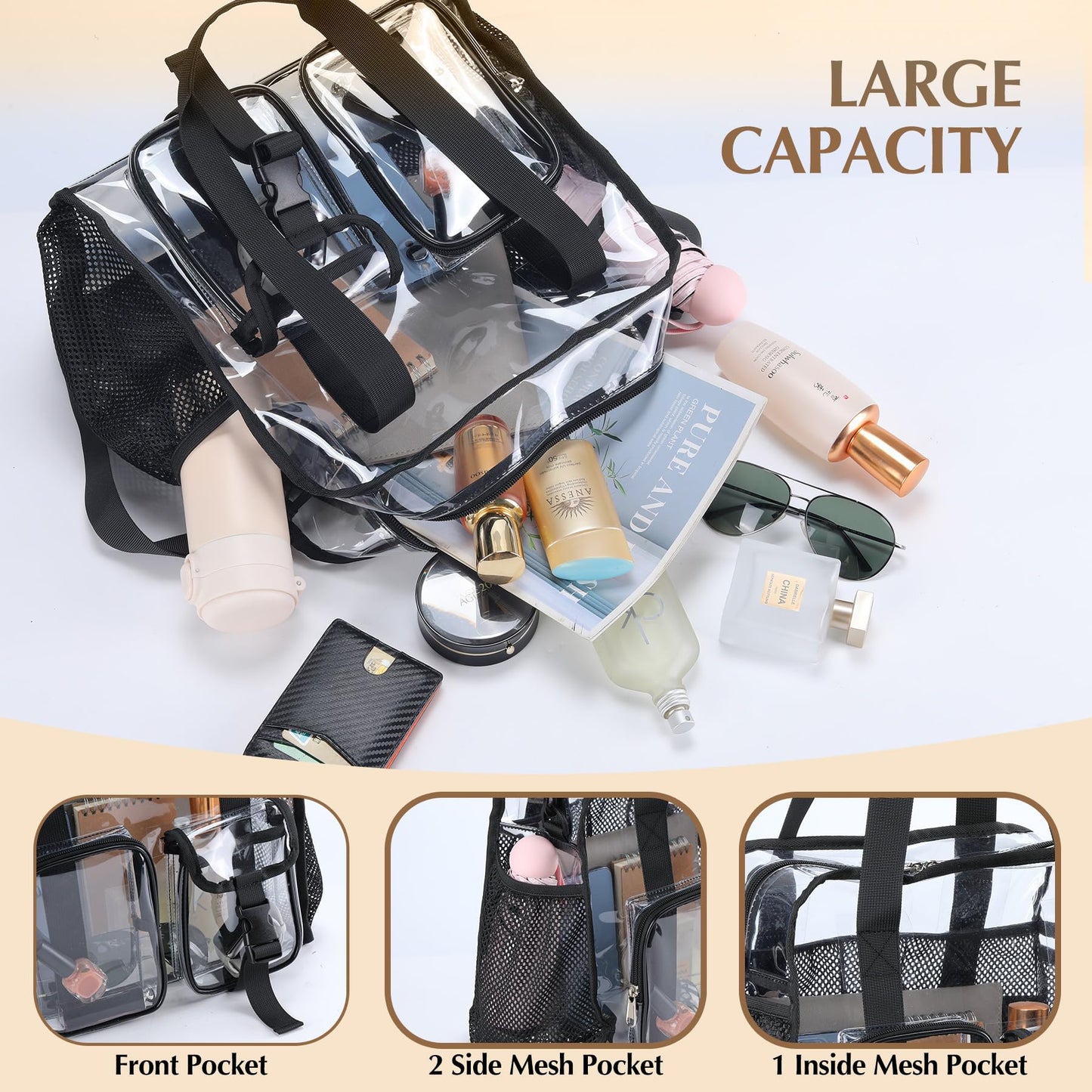 Clear Tote Bags for Work，Stadiums Concerts Corrections officers Approved