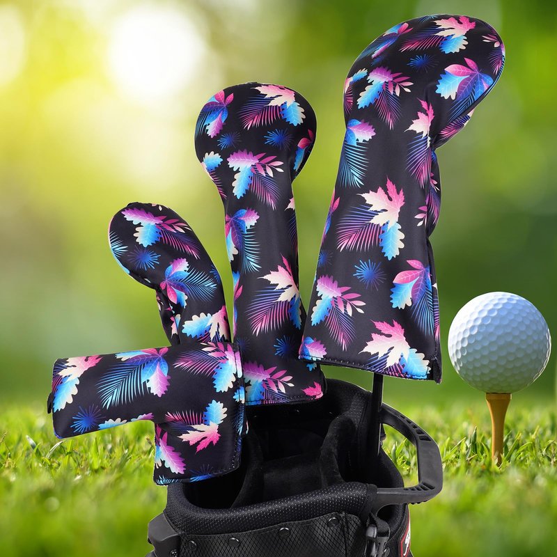 Craftsman Golf Black Tropical Leaf Hybrid Rescue Headcover Cover
