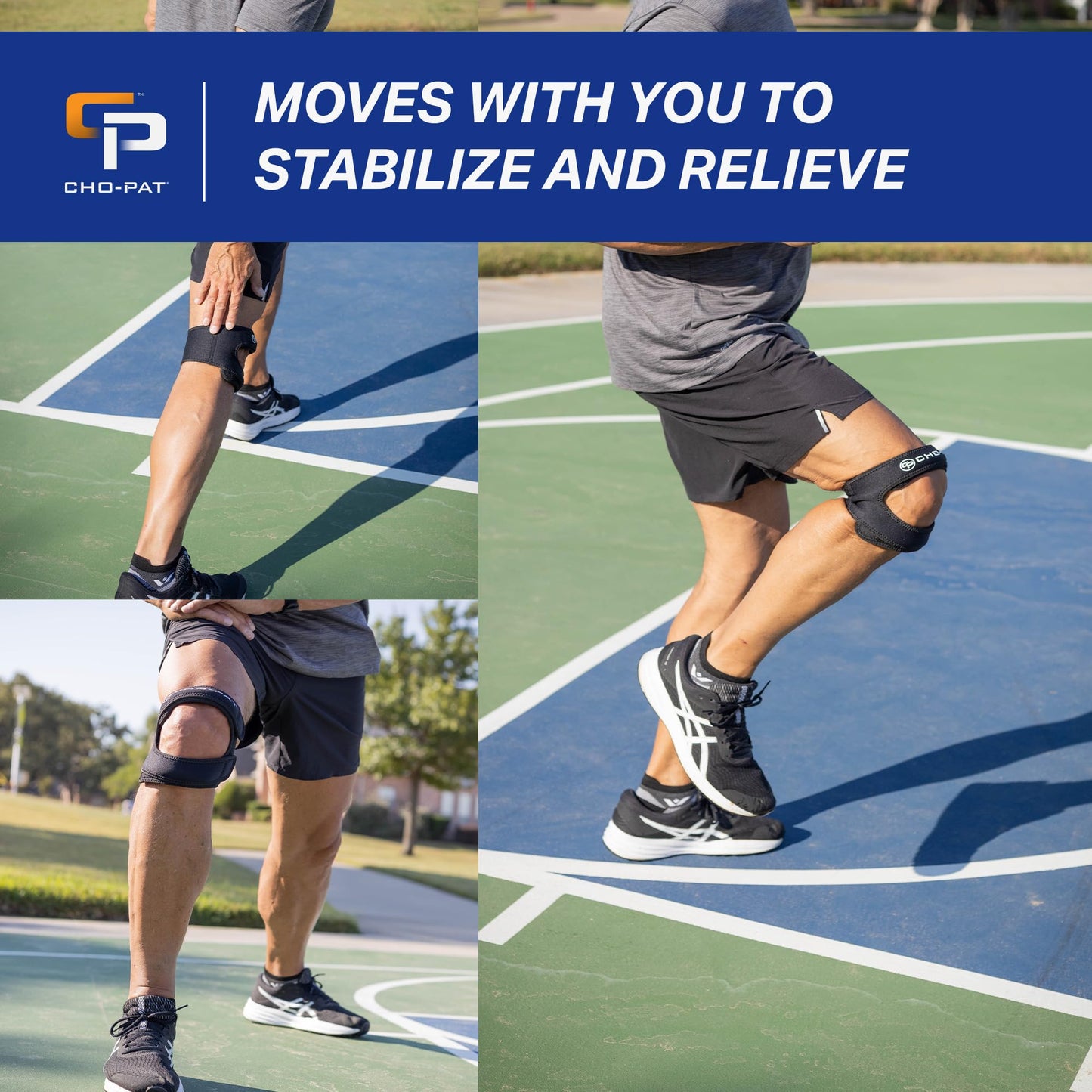 Cho-Pat Dual Action Lite, Adjustable & Lightweight Knee Support Strap for Tendonitis, Meniscus Tears, and Pain Relief, Small/Medium