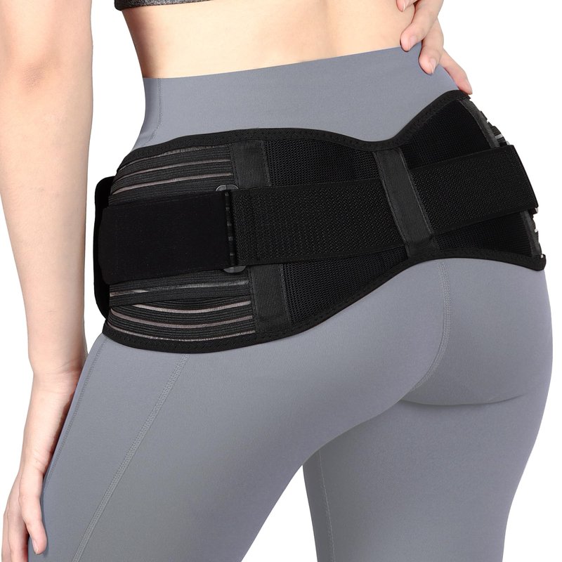NIdreamCE Sacroiliac SI Joint Hip Belt for Sciatica, Lower Back, Leg & Pelvic Pain Relief - Adjustable Sacroiliac Belt Support Brace for Women and Men (Black)