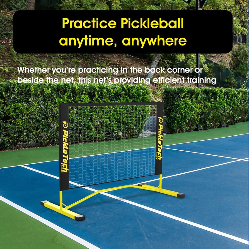 PICKLETECH Flex Version 4ft Pickleball Practice Rebounder Net, Expandable to 10ft for Double Player Practice, Fully Adjustable Regulation Height, Portable with Carry Bag, Quick Setup for Outdoor Use