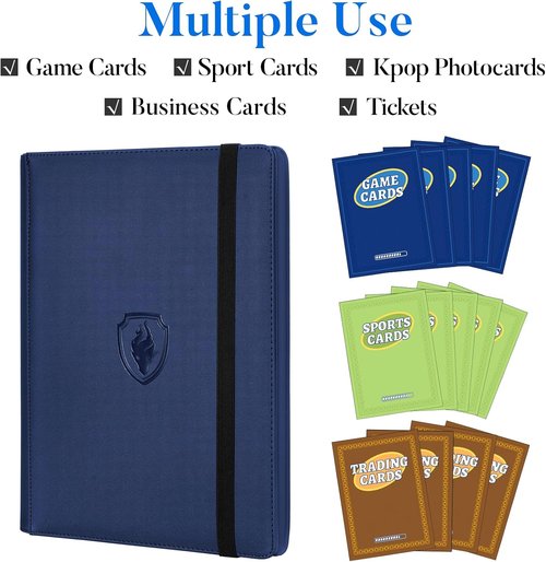Fabmaker Premium 9 Pocket Card Binder - Sturdy Album for 540 Cards | Sleek Navy Blue Trading Card Holder