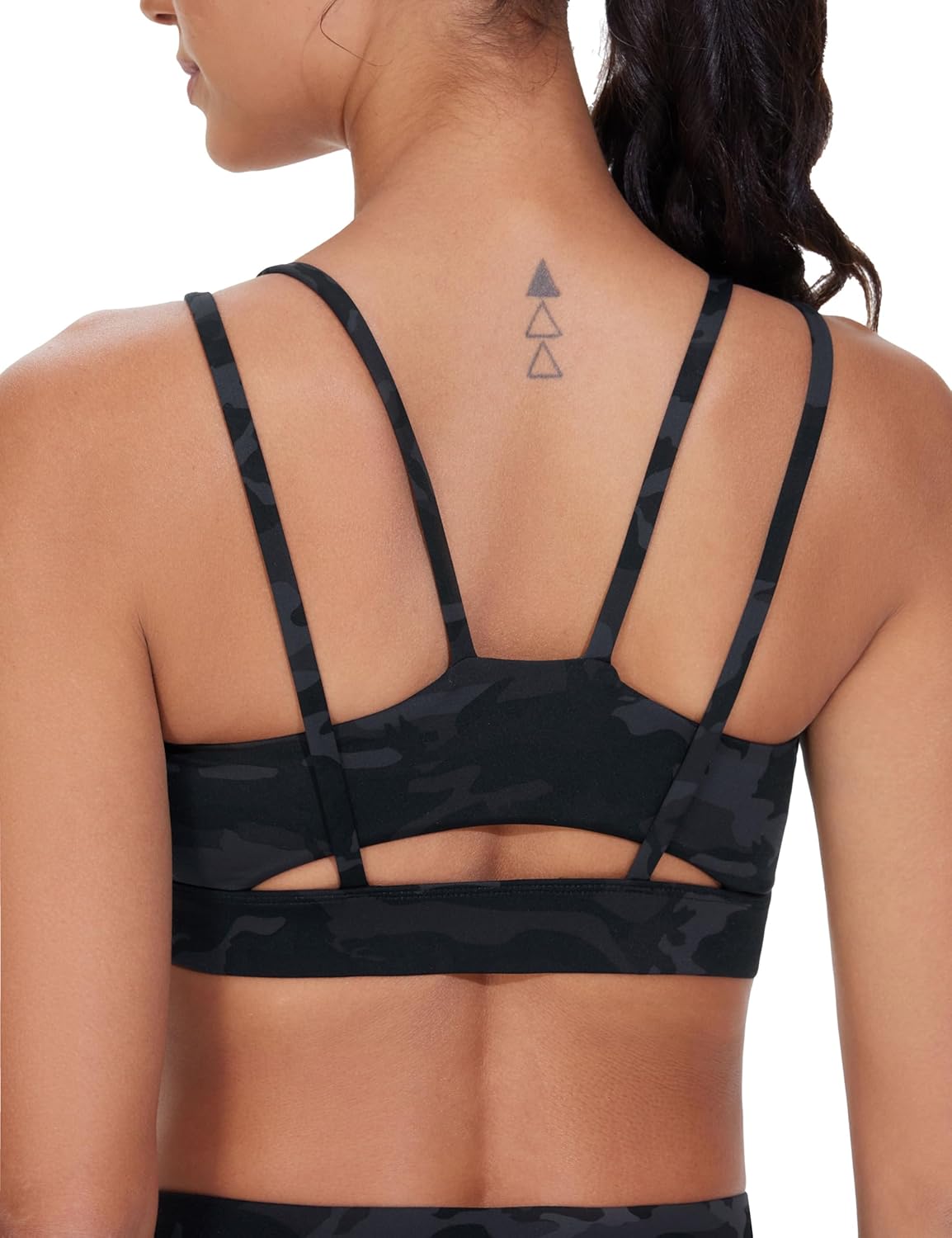 The Gym People Women's Sports Bra - Supportive Double Spaghetti Strap Design with Padded Cups