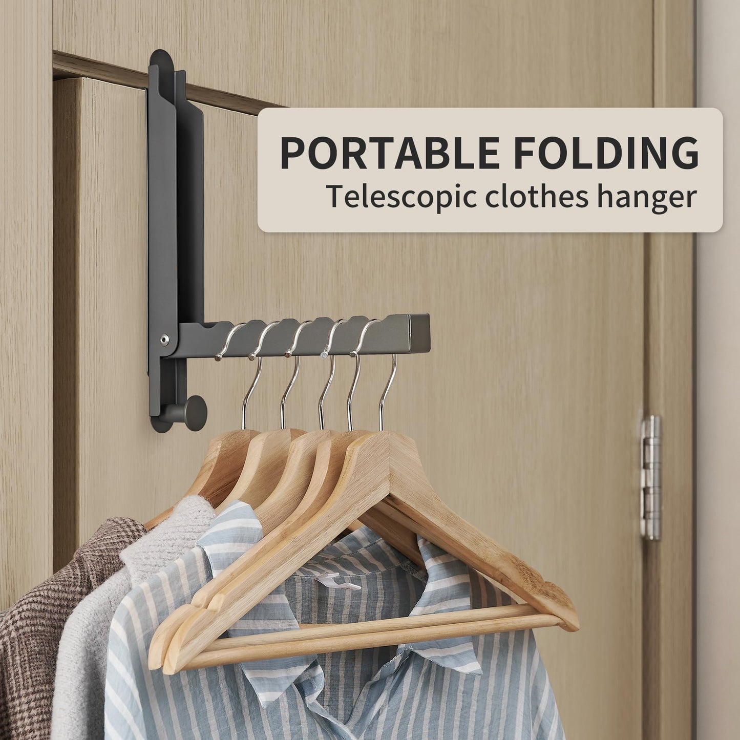 Over The Door Hooks Hanger Fit Door up to 1 3/8" Optimal 1pc,Space Saving Hanging Storage Hanger,Folding Over The Door Organizer Rack for Clothes, Towels for Bedroom Bathroom(Space Grey, 1 Pack)