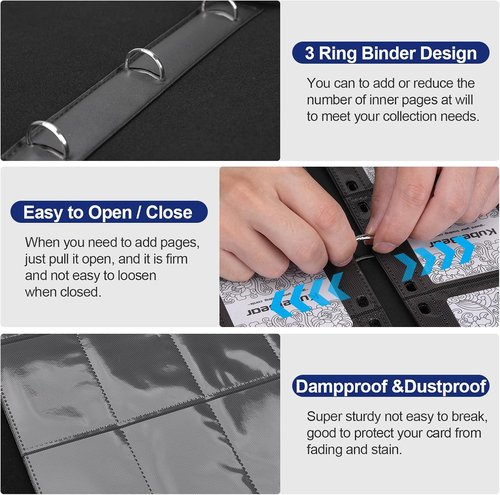 Card Binder - 720 Capacity Zippered Trading Card Holder for MTG & Sports Cards - Acid-Free, Durable Storage (Black, 9 Pocket)