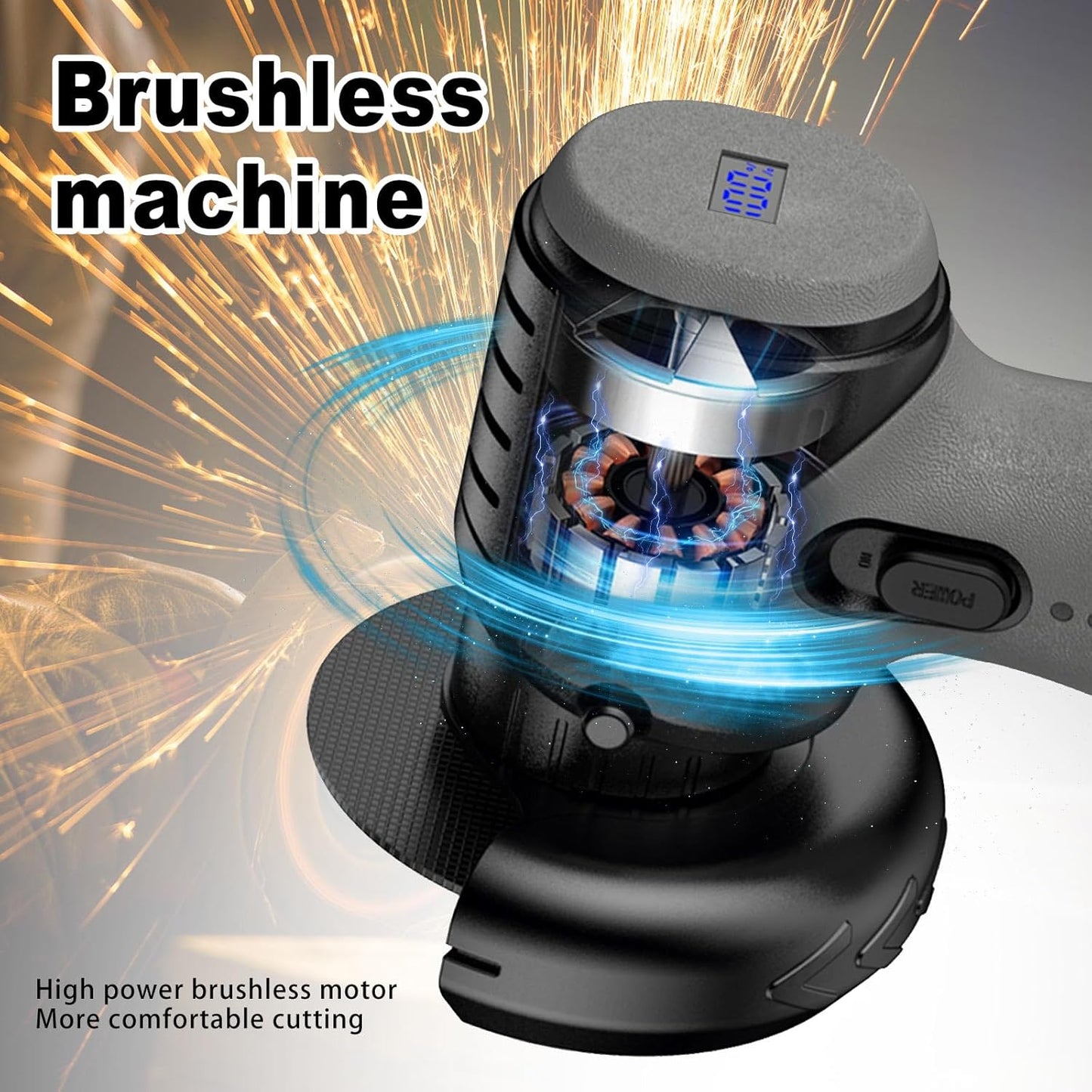 Mini Cordless Angle Grinder Kit - 19500 RPM Electric Tool with 2 Batteries & 5 Cutting Discs for Metal & Wood