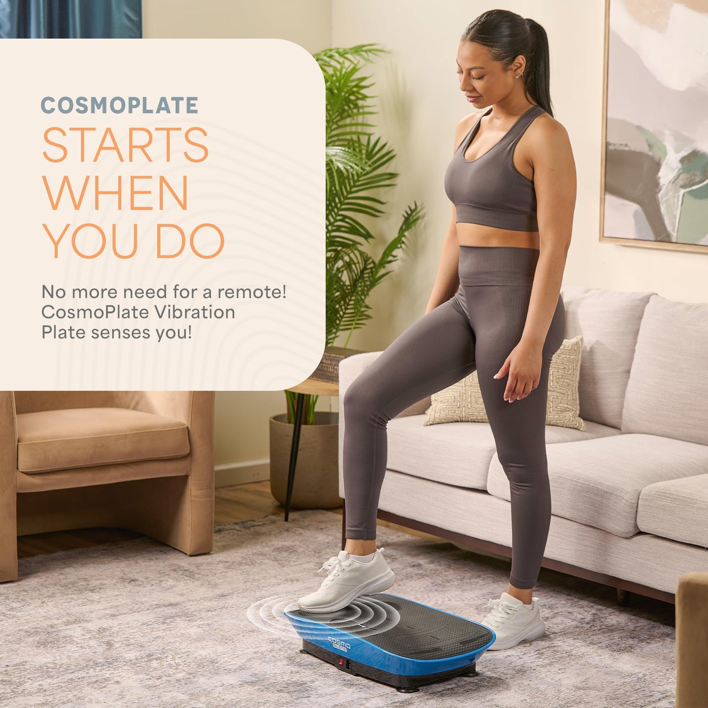 Lifepro CosmoPlate Vibration Plate Exercise Machine — Body-Sensing Auto Mode, Bluetooth Speaker Oscillating Vibrating Platform with Yoga Band — Whole Body Vibration Plate for Lymphatic Drainage