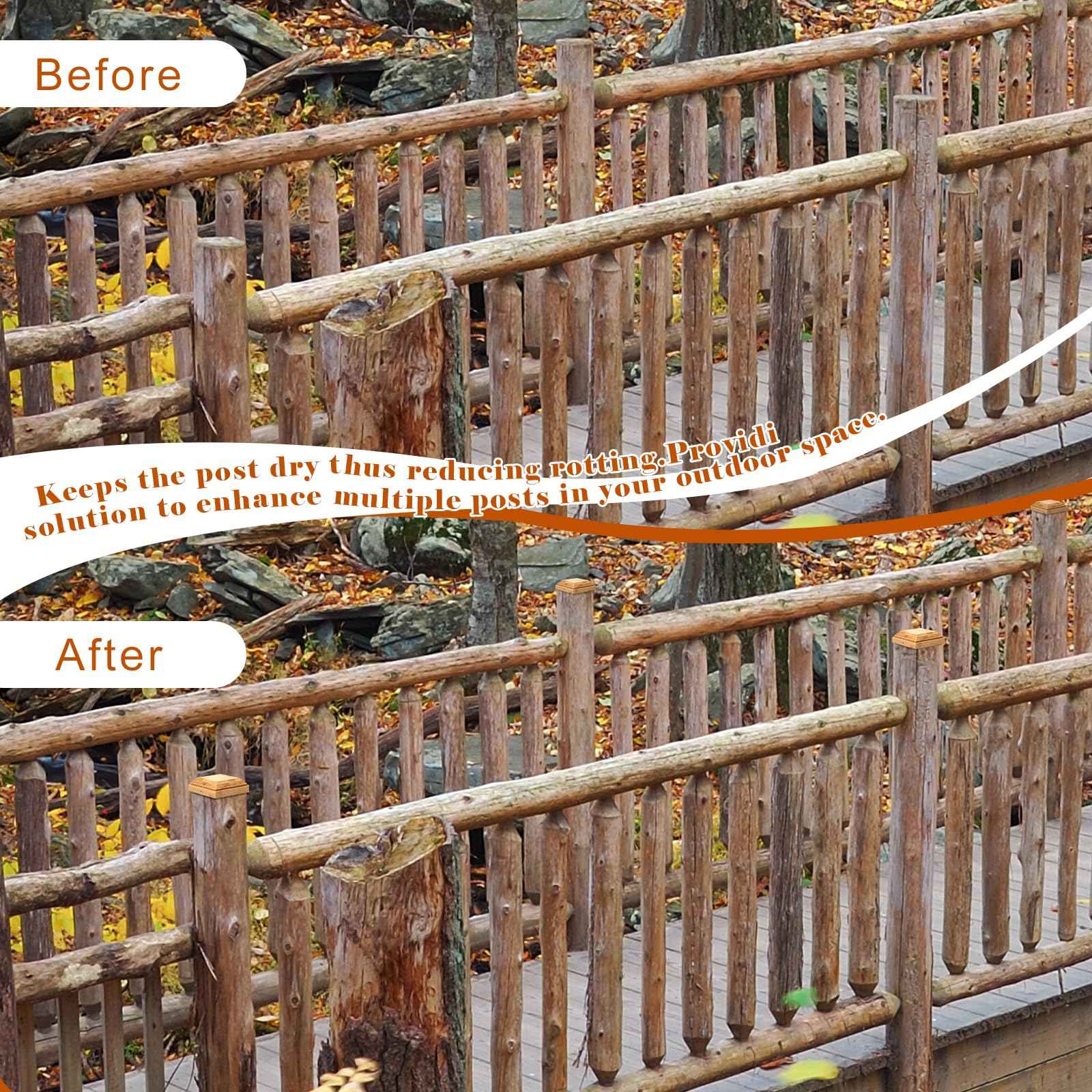 2 Pack 4x4 Wood Flat Top Post Caps Fence Post Caps Newel Post Mounting Kit for Outdoor Fences Mailboxes Decks(Actually 3.7x3.7inch