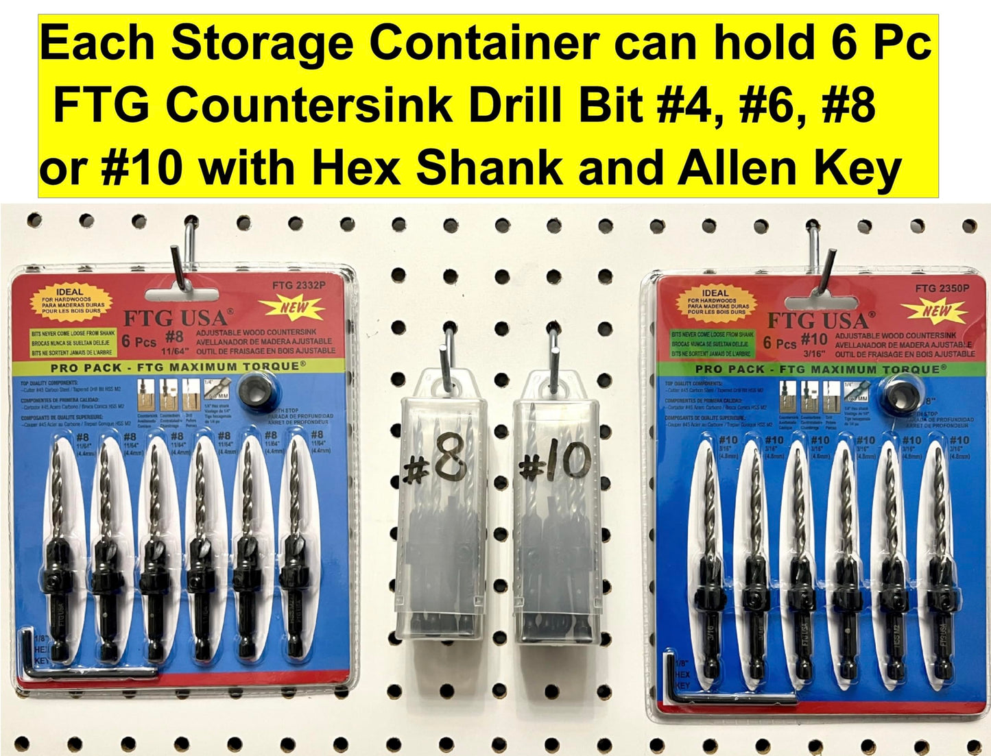 FTG USA Storage Container 4 Piece Large Size Extendable Plastic Box Used as Storage Case for Countersink and Replacement Drill Bits