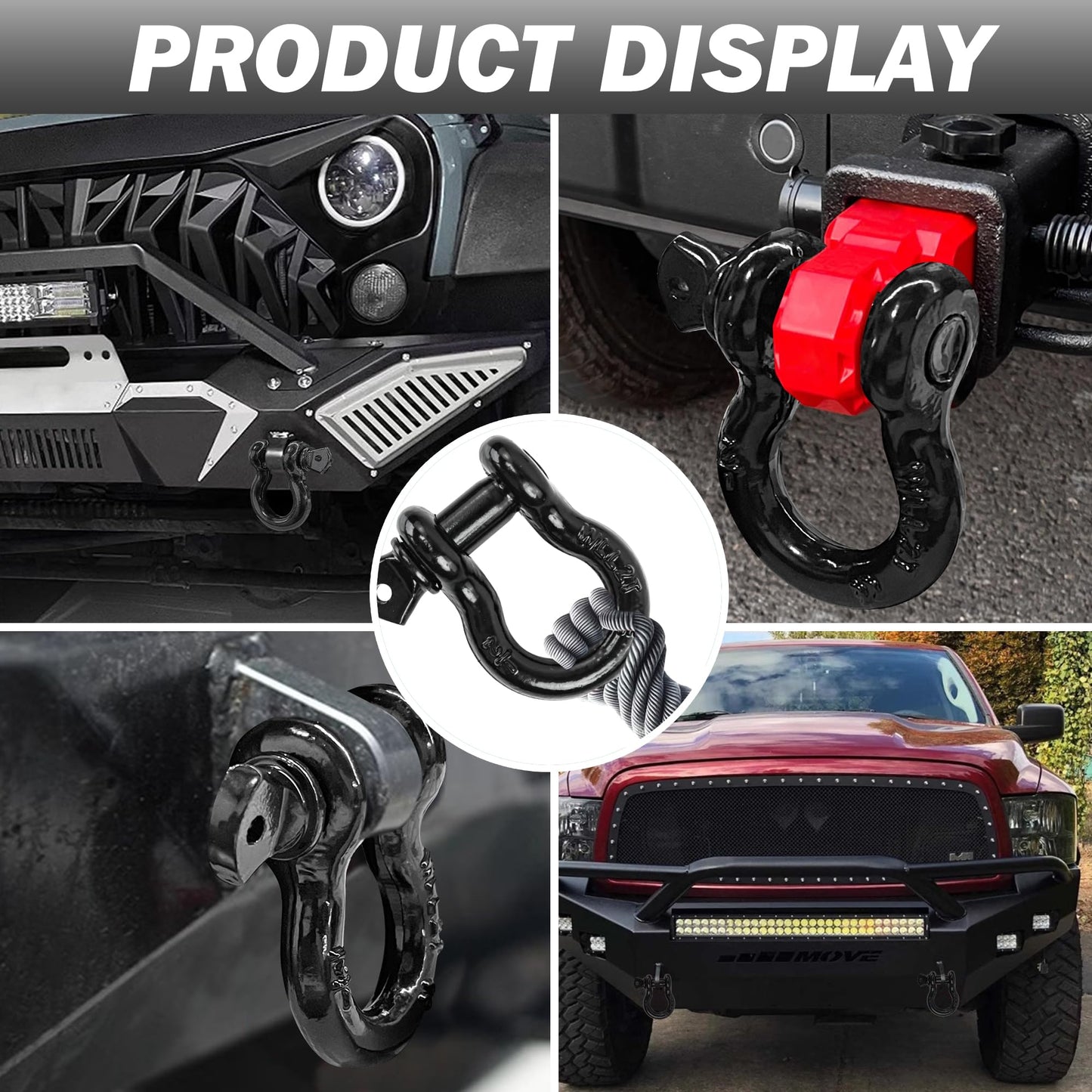 Digank D Ring Shackles, 1/2" Clevis Shackle with 9/16" Screw Pin 26,400Ibs Break Strength, Rugged Off Winch Shackle Heavy Duty Shakcles (Black) Accessories for Jeep Pickup Trucks SUV Trailer ATV UTV