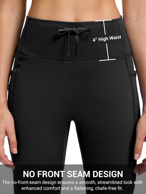 G Gradual Women's Fleece Lined Pants Water Resistant Winter Warm Thermal Leggings Hiking Yoga Pants Women with Zipper Pocket(Black 29-M)