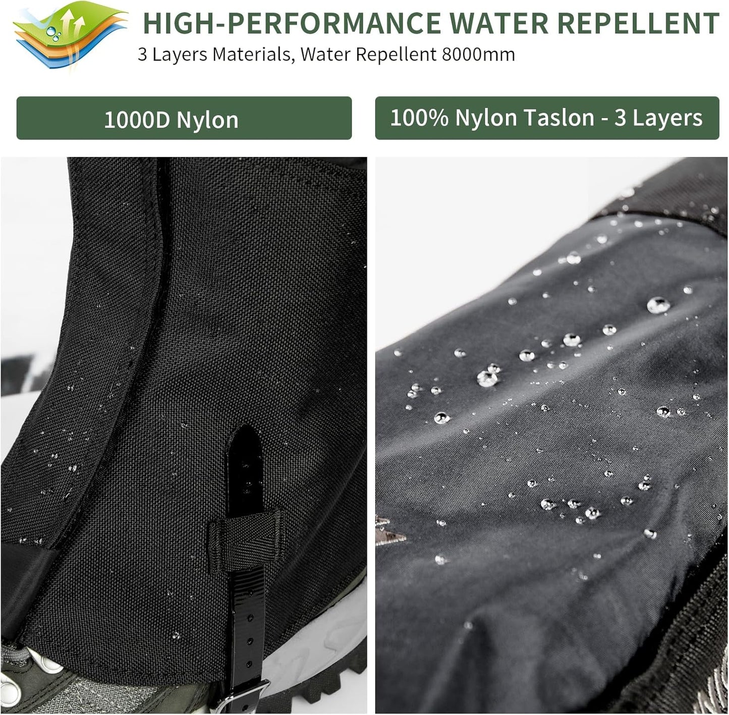 Unigear Waterproof Leg Gaiters - Durable 1000D Fabric for Hiking, Walking, Climbing & Skiing