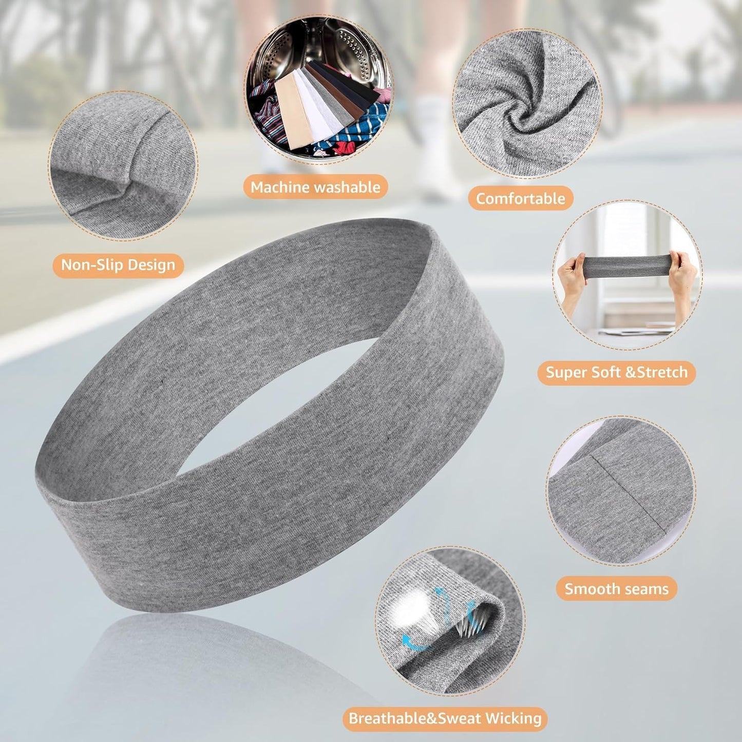 Skiennix Premium Elastic Headbands - Non-Slip Workout Hair Bands for Men & Women | 3 Colors Set