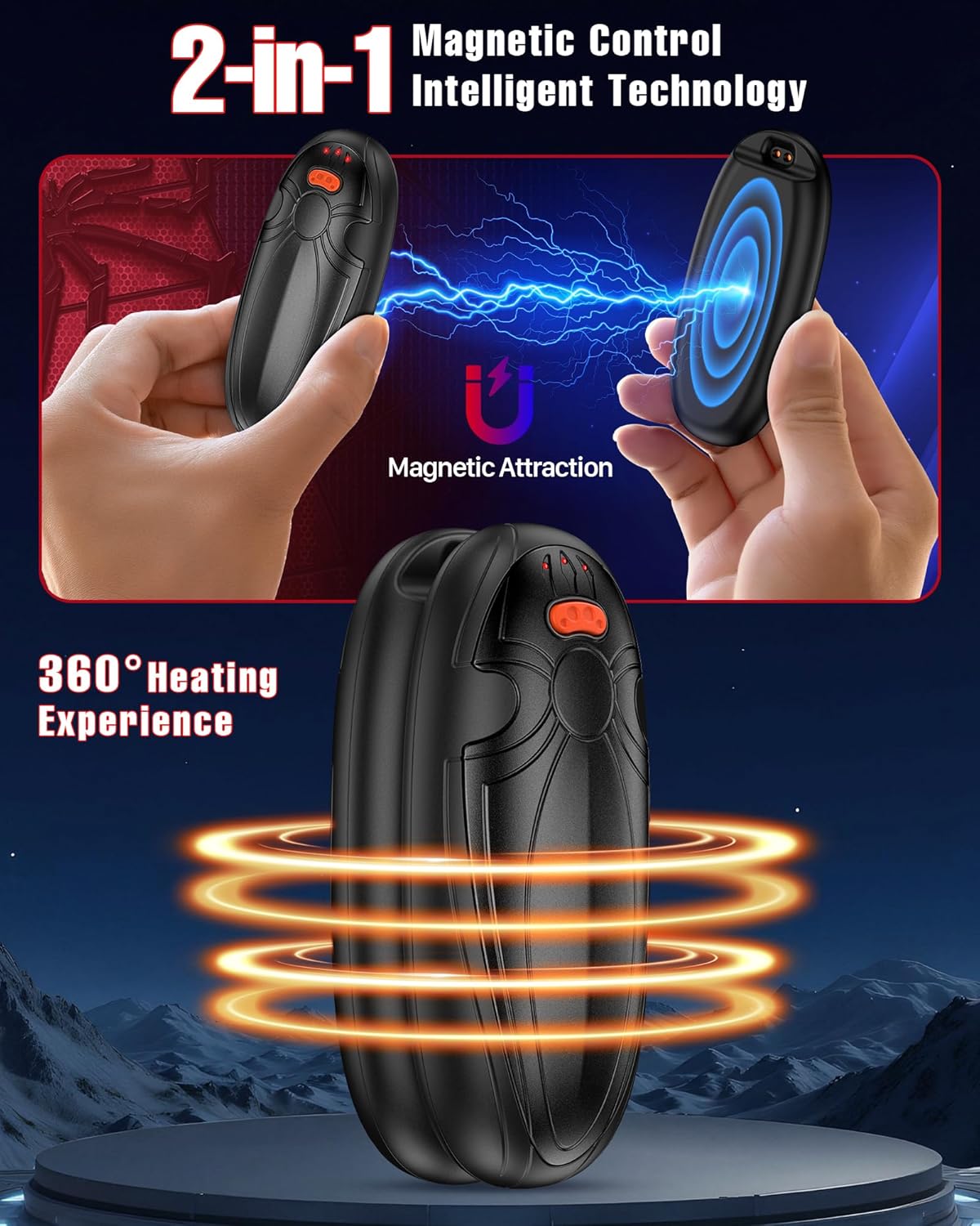 Skiennix Rechargeable Hand Warmers - 14000mAh Electric AI Pocket Heater with Charging Case | Perfect for Travel, Golf & Camping