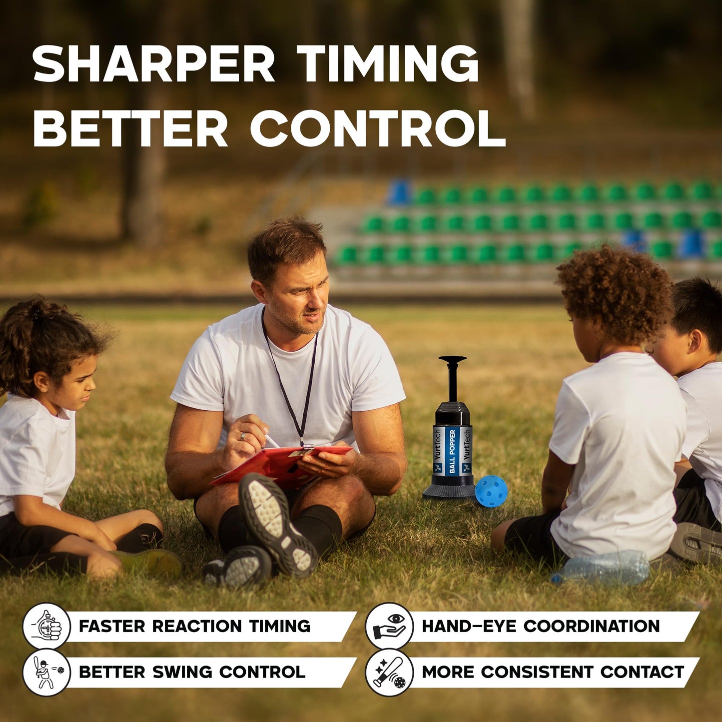 YurtTech Baseball Tee Ball Popper – Pop Up Baseball Training Equipment Timing & Hitting Skill Development, Batting Machine for Practicing Hitting Without a Pitcher (1 Popper Ball Included)