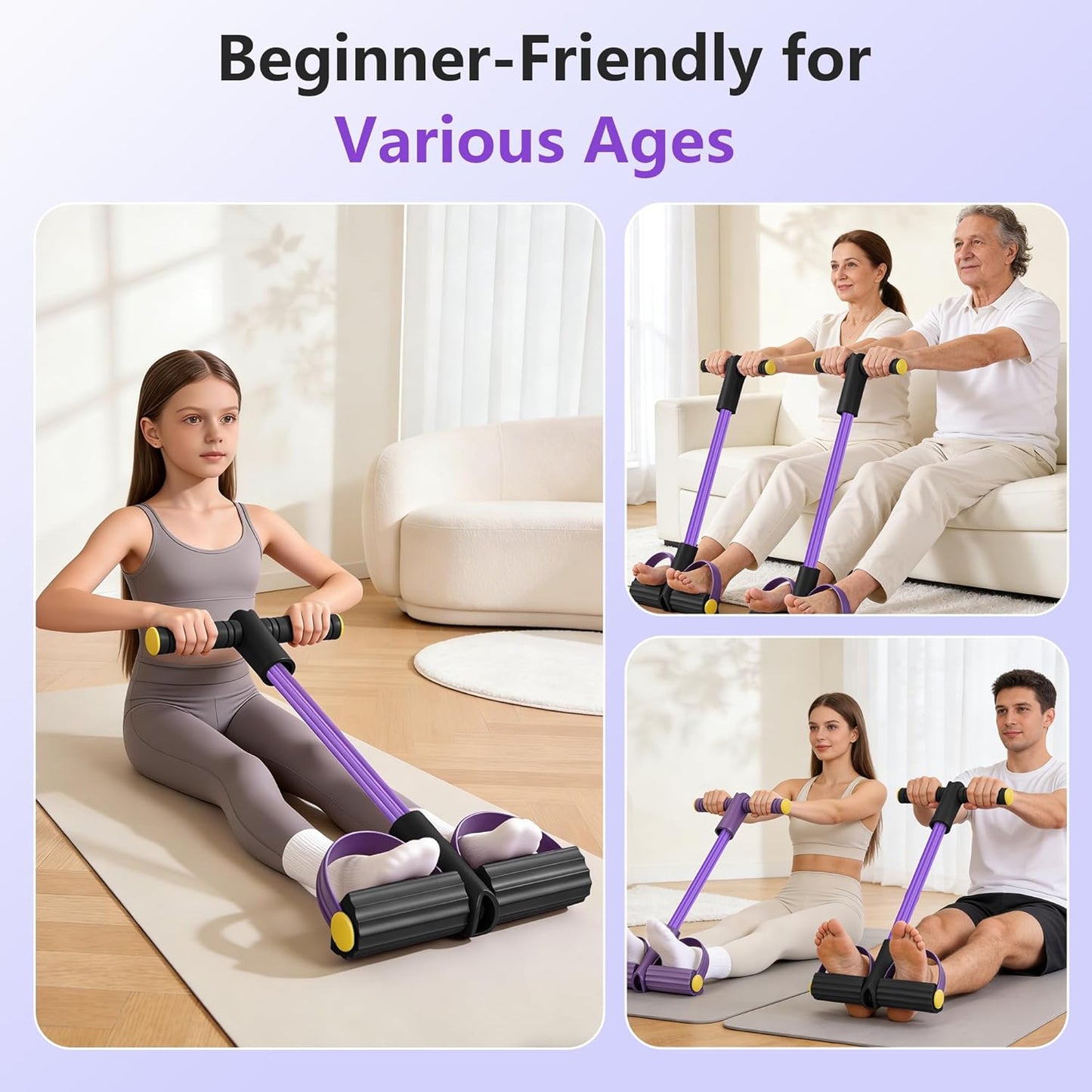 Skiennix Upgraded Pedal Resistance Band - Durable Exercise Tool with 6 Tension Ropes for Core & Legs