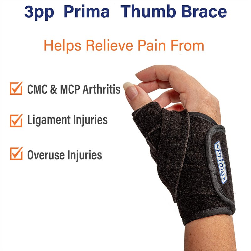 3-Point Products 3pp Prima Thumb Brace, Adjustable Brace for CMC Thumb Arthritis and Other Injuries, Right Hand, Size Medium