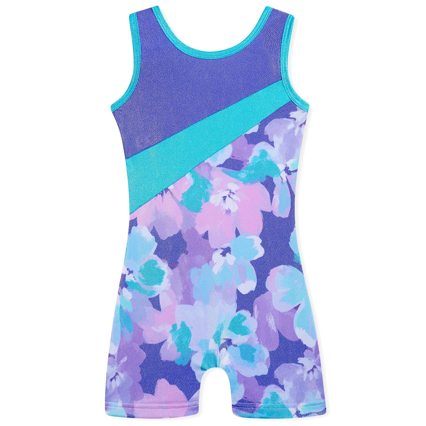 HOZIY Girls Gymnastics Practice Leotards 5t Size 5-6 Years Tumbling Outfits Equipments Kids Leo Purple Floral Spliced Dance Clothes