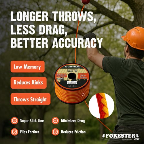 FORESTER Arborist Throw Line Kit | 15oz Throw Weight & 166ft Rope | Ultra Slick 100% Polyester Rope | Arborist Equipment For Tree Climbing