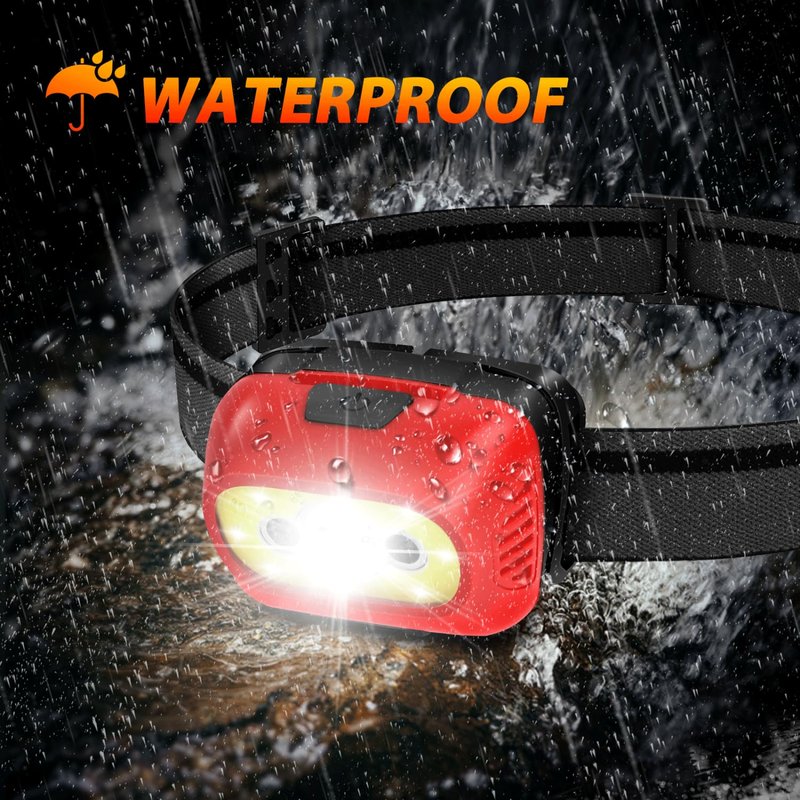 Aigostar Rechargeable Headlamp 6500K 600Lumen Head Light,Waterproof Bright SOS Flashing Long-Lasting Outdoor Pivoting Head Lamp for Camping Hiking Running Fishing Cycling Miner Construction Emergency