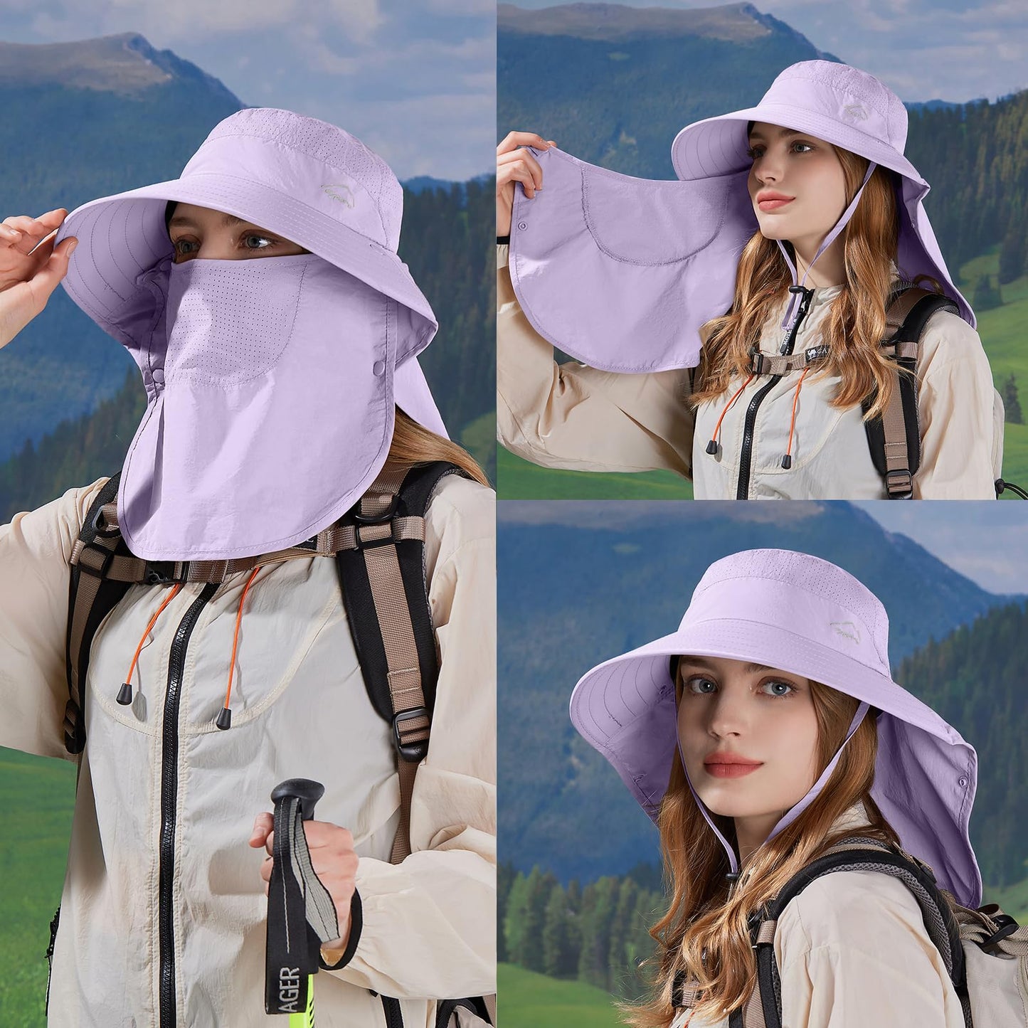 Sun Hat for Men Women with Neck Flap,UPF 50+ UV Protective Hiking Fishing Hats,Wide Brim Sun Hat for Women&Men