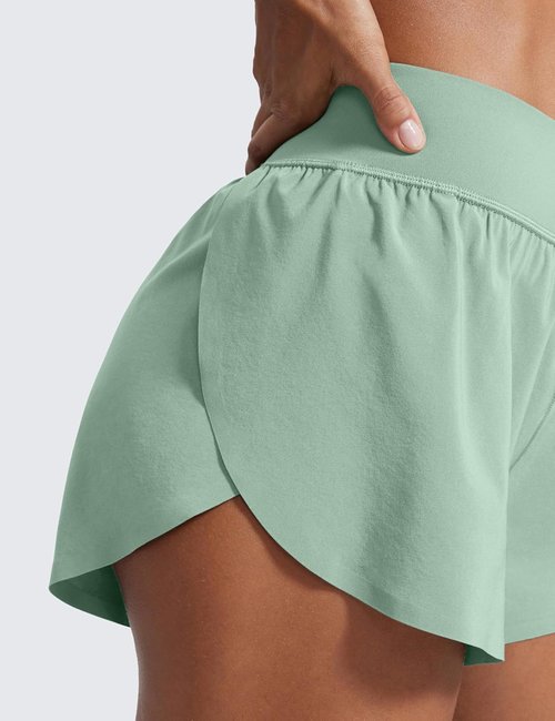 CRZ YOGA High Waisted Running Shorts - Comfortable Mesh Liner for Women | Quick Dry, 3" Length