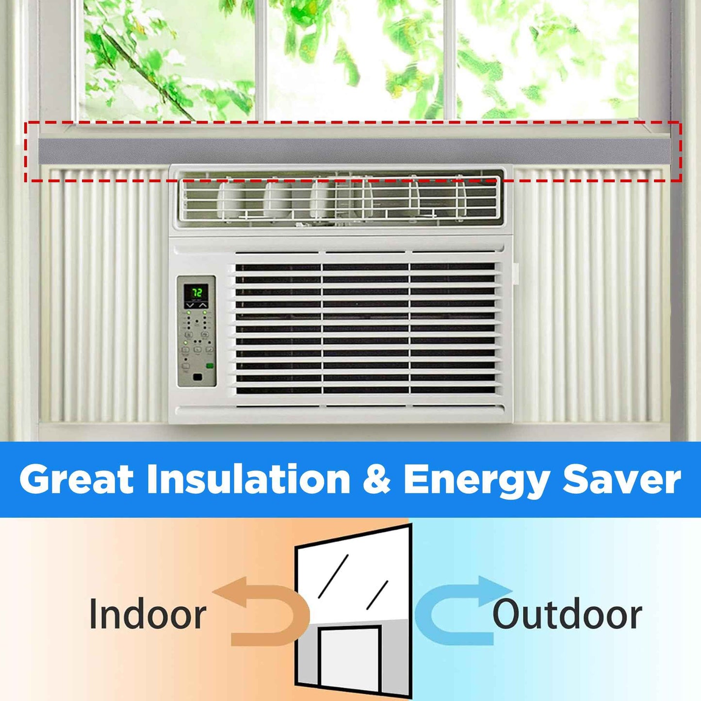 moonoom 6 Pcs Foam Air Conditioner Weatherseal Tape-1'' x 1'' x 6.5ft Air Conditioner Foam Tape-Non-Adhesive Foam Seal Strip with Glue Point for Air Conditioner Door Window Seal