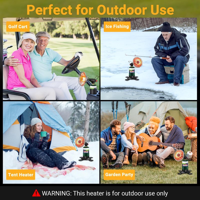 Golf Cart Heater,Portable Propane Camping Heater,2-in-1,with Cup Holder&Foldable Propane Cylinder Stand for EZGO Yamaha Club Car,Camping,Tents,Hunting,Ice Fishing(Fuel Cylinder not included)(2000℉)